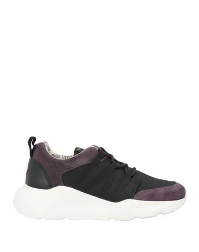 Aeronautica Militare Woman Sneakers Dark Purple Size 7 Leather, Textile Fibers In Black