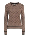 Aeronautica Militare Woman Sweater Light Brown Size S Wool, Acrylic, Viscose, Polyester, Metallized