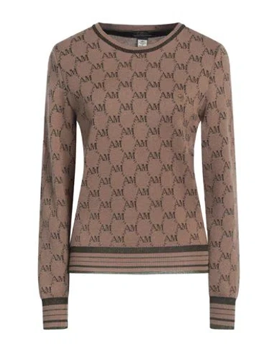 Aeronautica Militare Woman Sweater Light Brown Size S Wool, Acrylic, Viscose, Polyester, Metallized