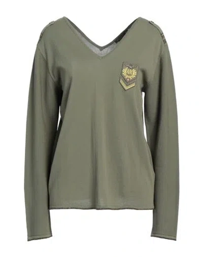 Aeronautica Militare Woman Sweater Military Green Size Xl Cotton, Viscose, Polyester, Metallic Fiber