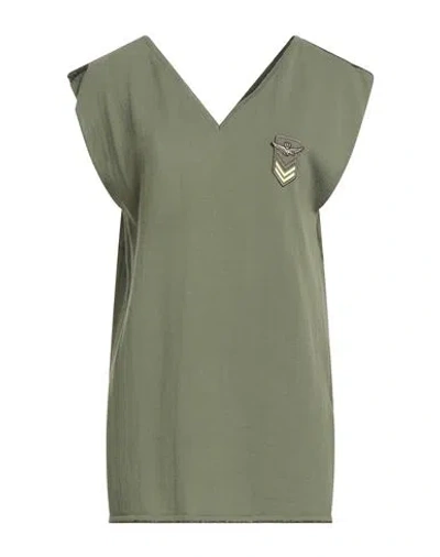 Aeronautica Militare Woman Sweater Military Green Size Xl Cotton, Viscose, Polyester, Metallic Fiber