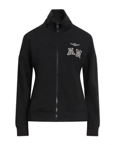 Aeronautica Militare Woman Sweatshirt Black Size Xs Cotton, Eco Polyester