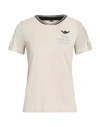 Aeronautica Militare Woman T-shirt Beige Size Xs Cotton, Elastane
