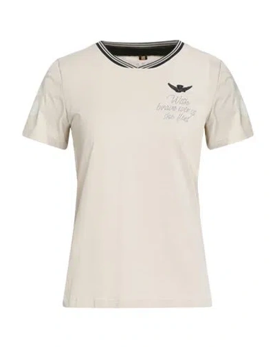Aeronautica Militare Woman T-shirt Beige Size Xs Cotton, Elastane