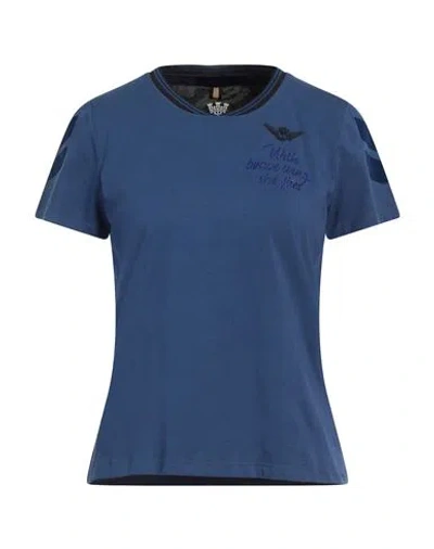 Aeronautica Militare Woman T-shirt Navy Size S Cotton, Elastane