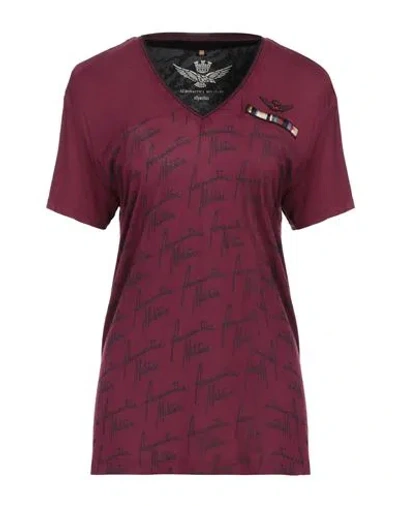 Aeronautica Militare Woman T-shirt Plum Size L Viscose In Purple