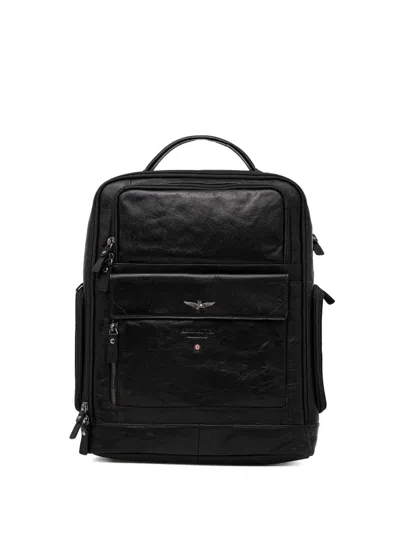 Aeronautica Militare Zip-fastening Pocket Backpack In Black