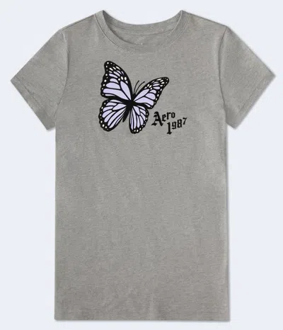 Aéropostale 1987 Butterfly Flocked Graphic Tee In Multi