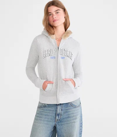 Aéropostale 1987 Faux Fur-trim Full-zip Hoodie In Multi