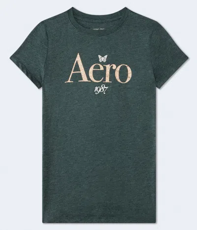 Aéropostale 1987 Glitter Graphic Tee In Green