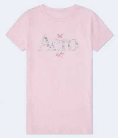 Aéropostale 1987 Glitter Graphic Tee In Pink