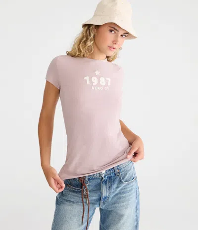 Aéropostale 1987 Star Appliqué Graphic Tee In Pink