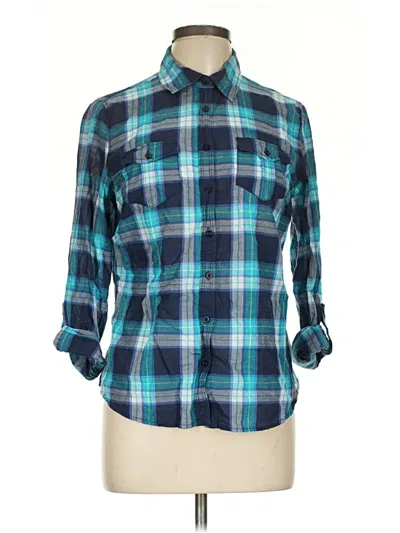 Pre-owned Aéropostale 3/4 Sleeve Button Down Shirt In Blue