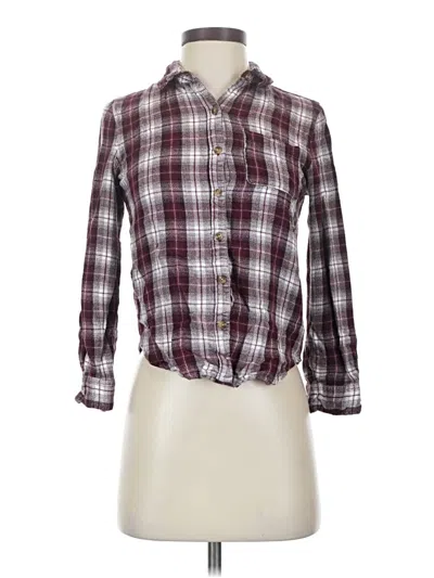 Pre-owned Aéropostale 3/4 Sleeve Button Down Shirt In Burgundy