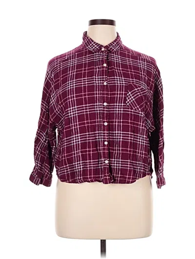 Pre-owned Aéropostale 3/4 Sleeve Button Down Shirt In Burgundy