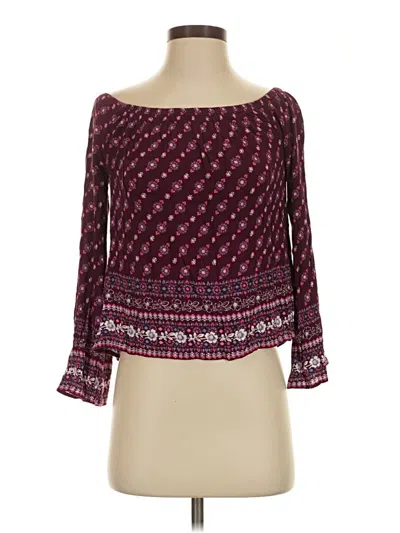 Pre-owned Aéropostale 3/4 Sleeve Top Burgundy Boatneck Tops