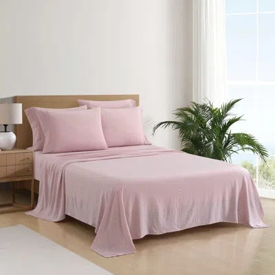 Aéropostale 6 Piece Premium All Season Microfiber Sheet Set, 4 Pillow Cases, 1 Fitted Sheet, 1 Flat Sheet, Fits  In Light Pink
