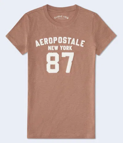 Aéropostale 87 Appliqué Graphic Tee In Brown