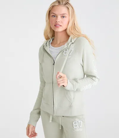 Aéropostale 87 Logo Full-zip Hoodie In Green