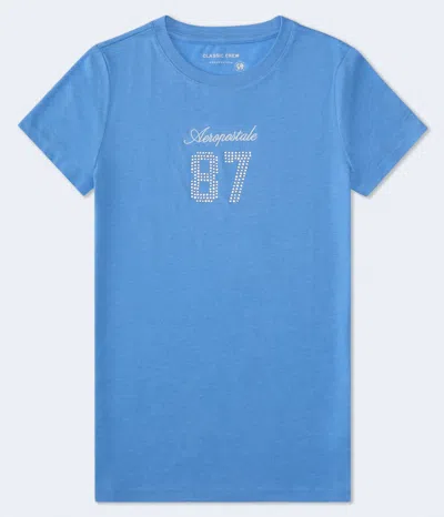 Aéropostale 87 Rhinestone Graphic Tee In Blue