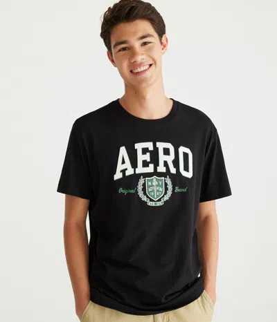 Aéropostale Aero Athletic Crest Appliquac Graphic Tee In Black