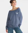 Aéropostale Angel Wings Off-the-shoulder Sweatshirt In Blue
