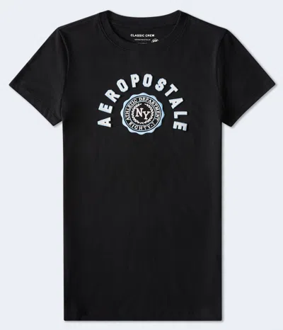 Aéropostale Arch Crest Appliqué Graphic Tee In Black