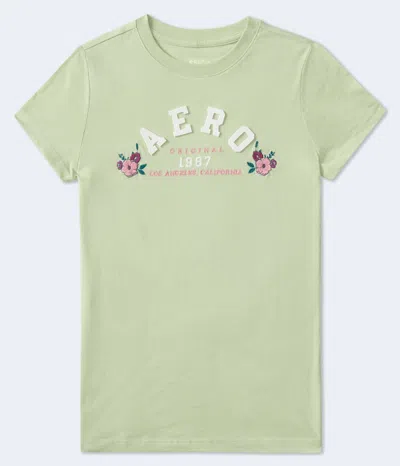 Aéropostale Arch Floral Appliqué Graphic Tee In Yellow