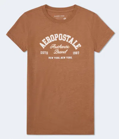 Aéropostale Arch Foil Graphic Tee In Brown