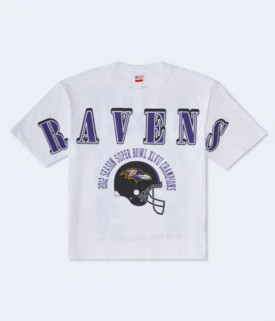 Aéropostale Baltimore Ravens Super Bowl Boxy Graphic Tee In White