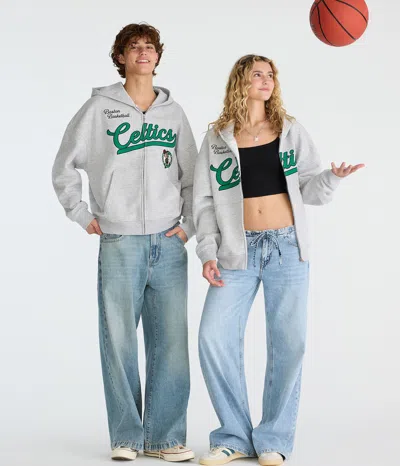 Aéropostale Boston Celtics Basketball Full-zip Hoodie In Gray