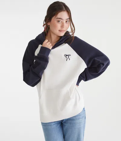 Aéropostale Bow Oversized Raglan Pullover Hoodie In Blue