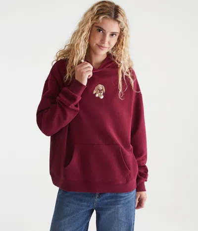 Aéropostale Bunny Oversized Pullover Hoodie In Red