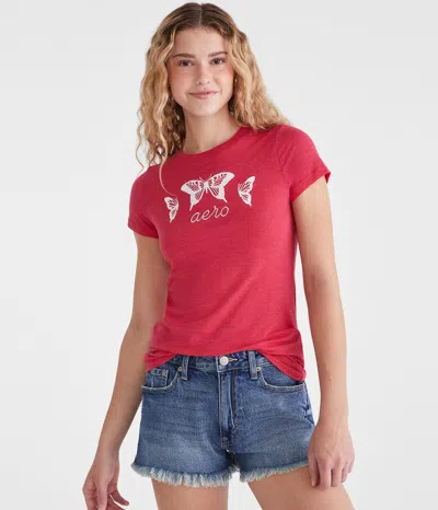 Aéropostale Butterflies Graphic Tee In Red