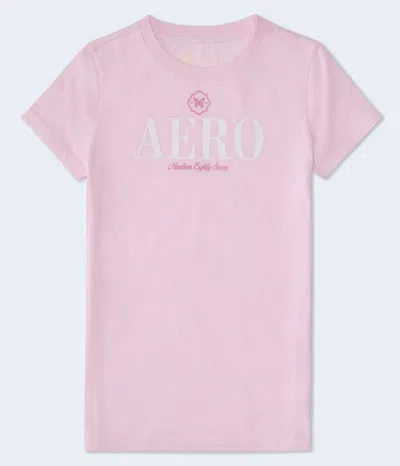 Aéropostale Butterfly Flocked Graphic Tee In Pink