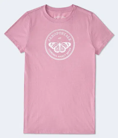 Aéropostale Butterfly Foil Graphic Tee In Pink