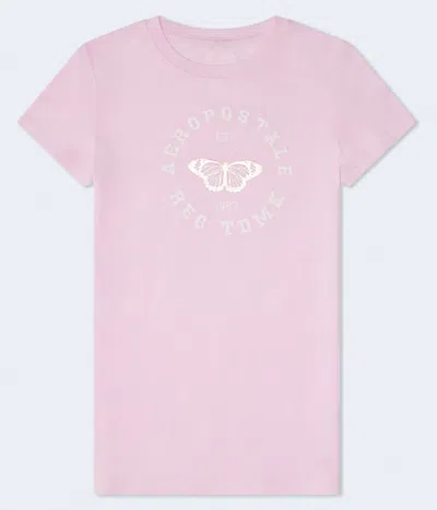 Aéropostale Butterfly Foil Graphic Tee In Pink