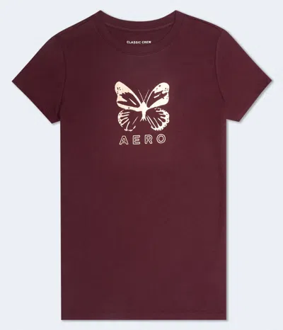 Aéropostale Butterfly Foil Graphic Tee In Red
