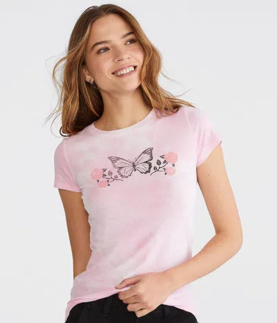 Aéropostale Butterfly Roses Tie-dye Graphic Tee In Multi