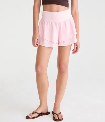 Aéropostale Buttery Soft High-rise Flutter Shorts In Pink