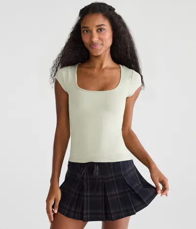 Aéropostale Buttery Soft Square-neck Tee In White