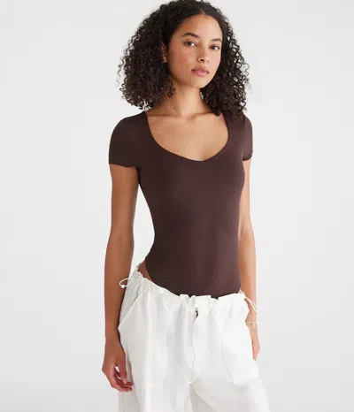 Aéropostale Buttery Soft Sweetheart Bodysuit In Brown