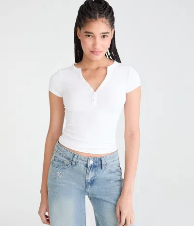 Aéropostale Buttery Soft V-neck Henley In White