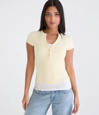 Aéropostale Buttery Soft V-neck Henley In White