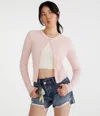 Aéropostale Cable Knit Buttoned Crew Cardigan In Pink