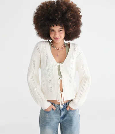 Aéropostale Cable Knit Reversible Tie Cardigan In Multi