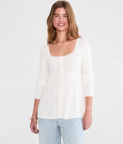 Aéropostale Cable Square-neck Babydoll Sweater In White