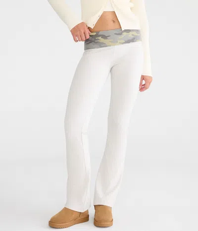 Aéropostale Camo Mid-rise Fold-over Bootcut Pants In White