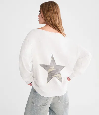 Aéropostale Camo Star Off-the-shoulder Sweatshirt In Multi