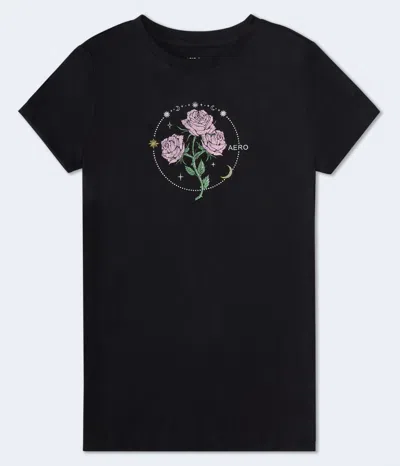 Aéropostale Celestial Rose Graphic Tee In Black